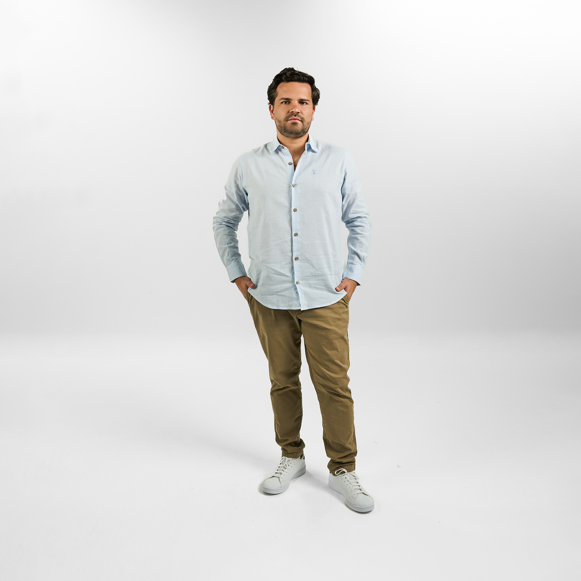 Camisa Manga Larga Azul