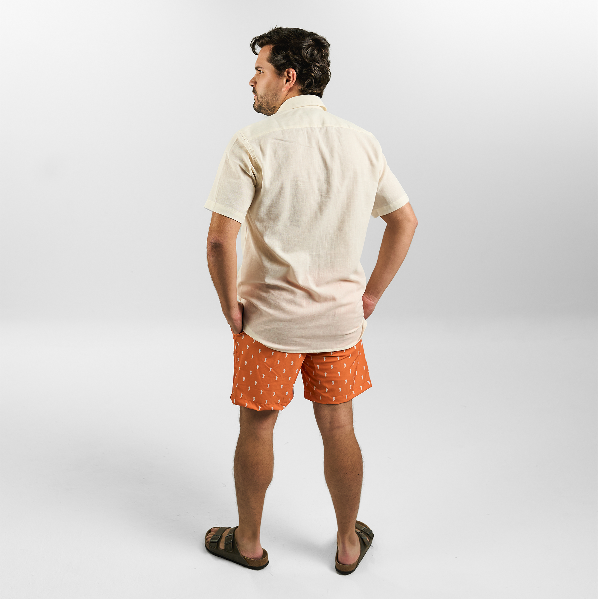 Camisa Manga Corta Beige