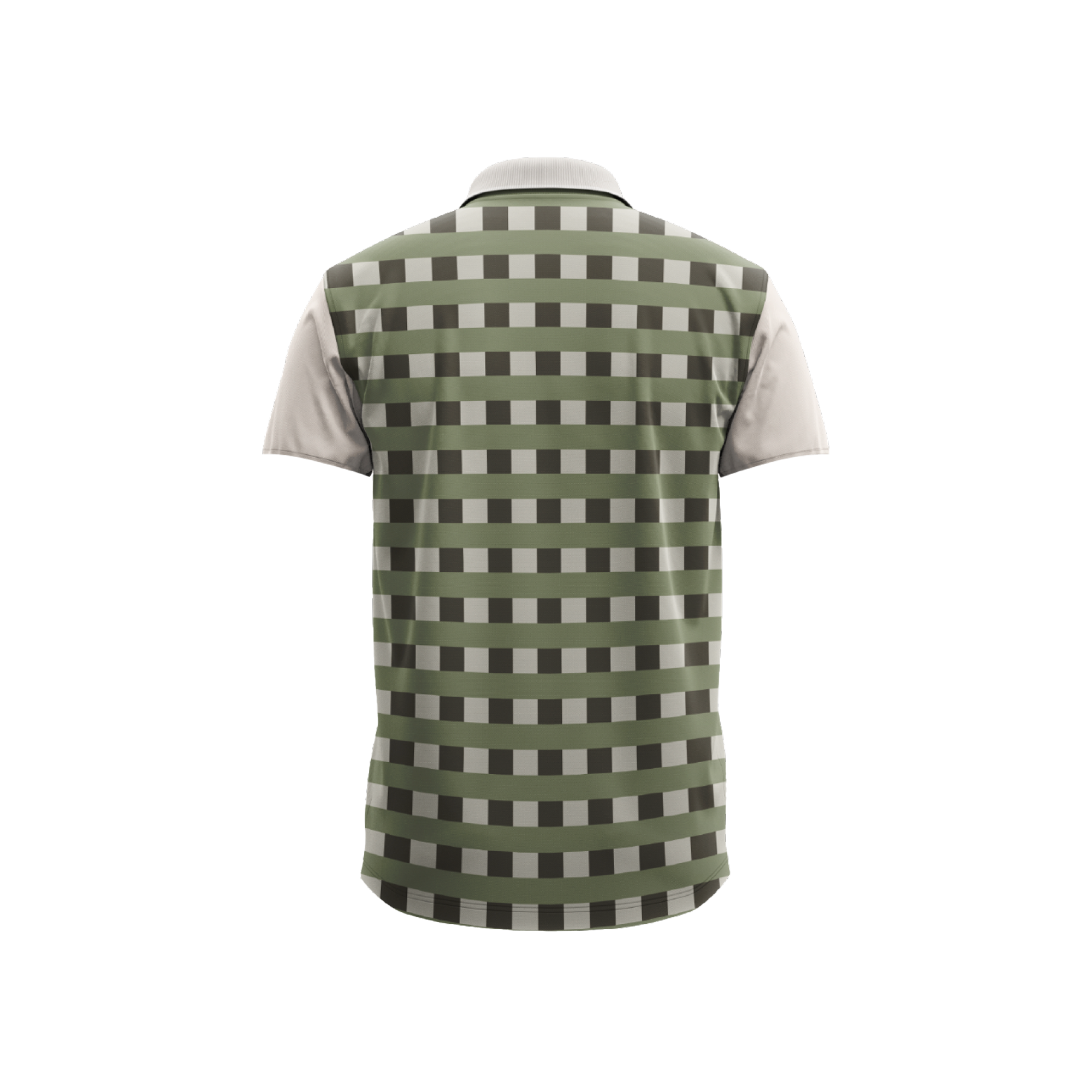 Polo Estampada Cuadros Verdes y Cáfe