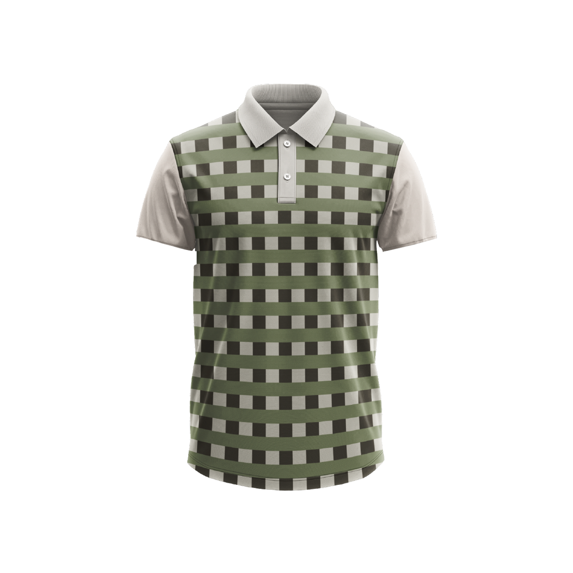 Polo Estampada Cuadros Verdes y Cáfe